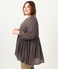 OLBJA03099 eur3(エウルキューブ) 【大きいサイズ】シャーリングチュニック ダークブラウン(87)