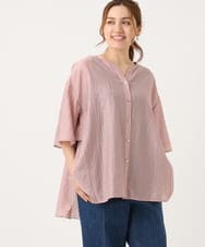 OLBJA17099 eur3(エウルキューブ) 【大きいサイズ/LAVEANGE×eur3】バックフレアチュニック ライトピンク(01)
