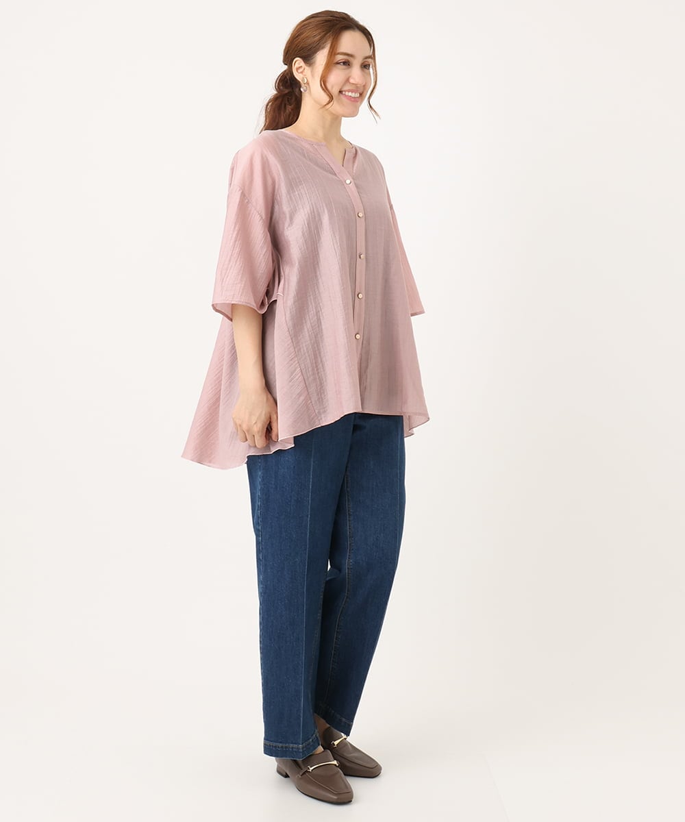 OLBJA17099 eur3(エウルキューブ) 【大きいサイズ/LAVEANGE×eur3】バックフレアチュニック ライトピンク(01)