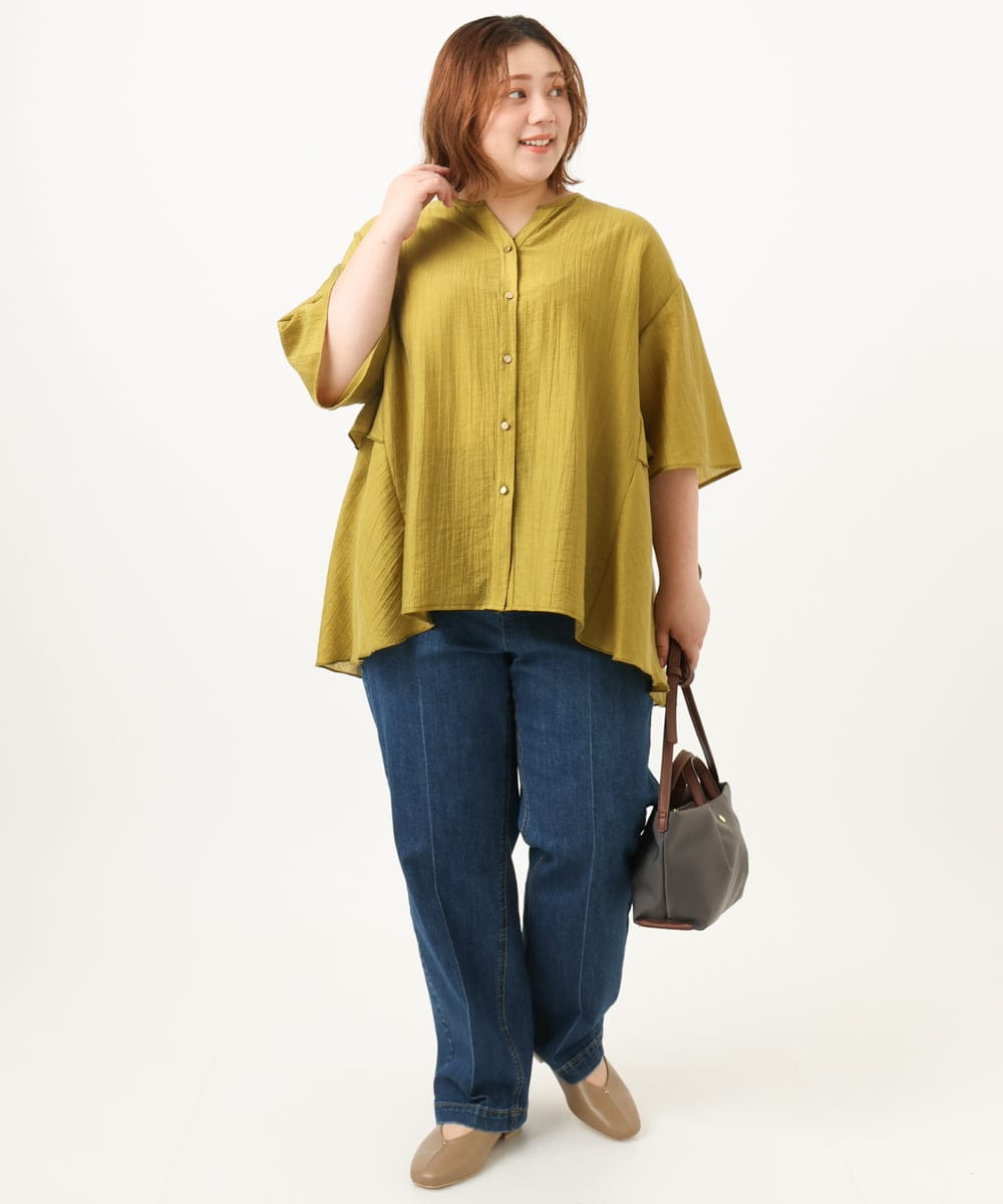 OLBJA17099 eur3(エウルキューブ) 【大きいサイズ/LAVEANGE×eur3】バックフレアチュニック マスタード(26)