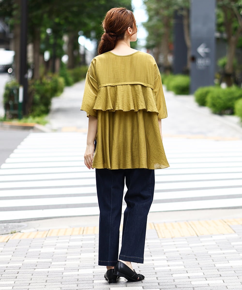 OLBJA17099 eur3(エウルキューブ) 【大きいサイズ/LAVEANGE×eur3】バックフレアチュニック マスタード(26)