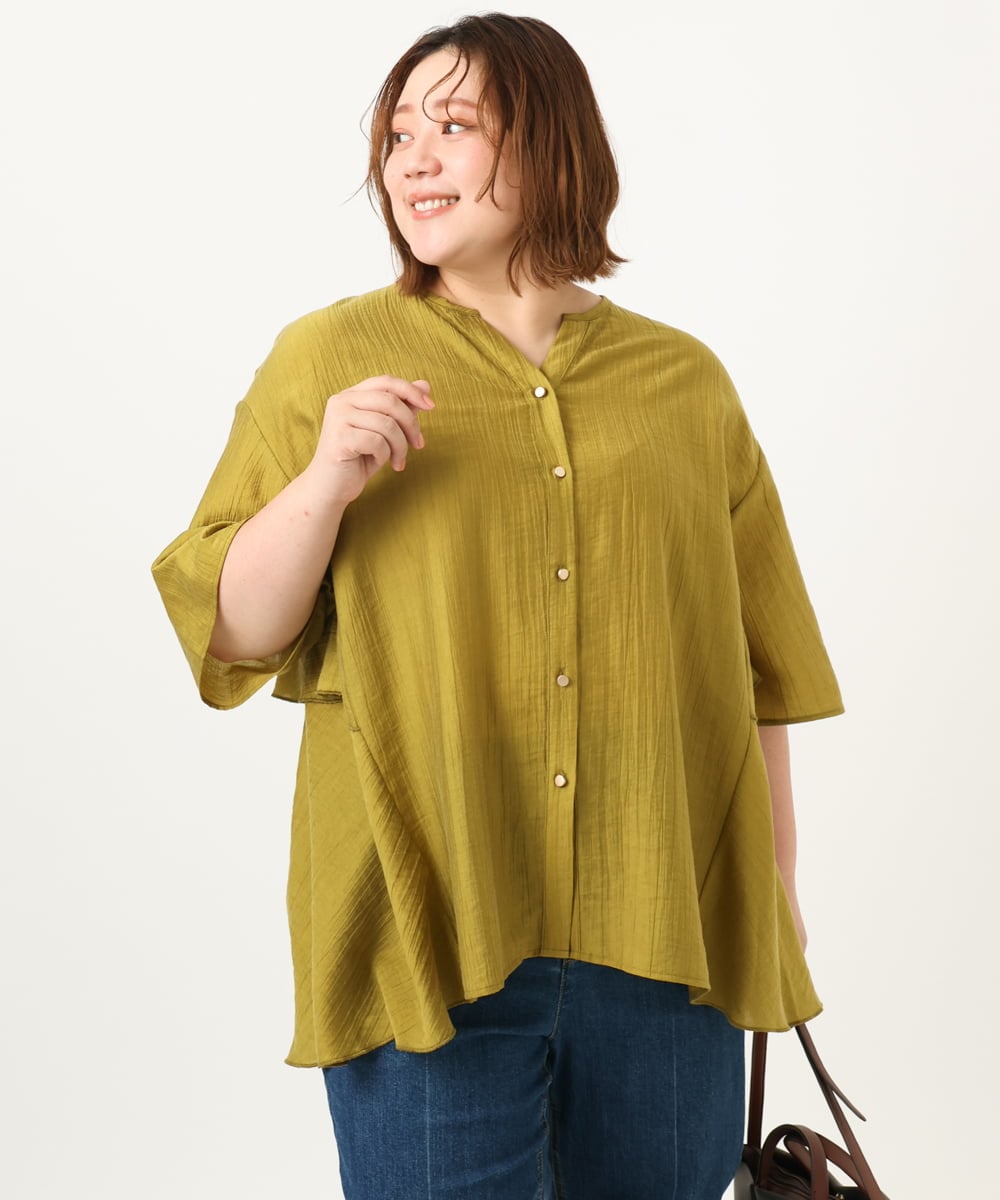 OLBJA17099 eur3(エウルキューブ) 【大きいサイズ/LAVEANGE×eur3】バックフレアチュニック マスタード(26)
