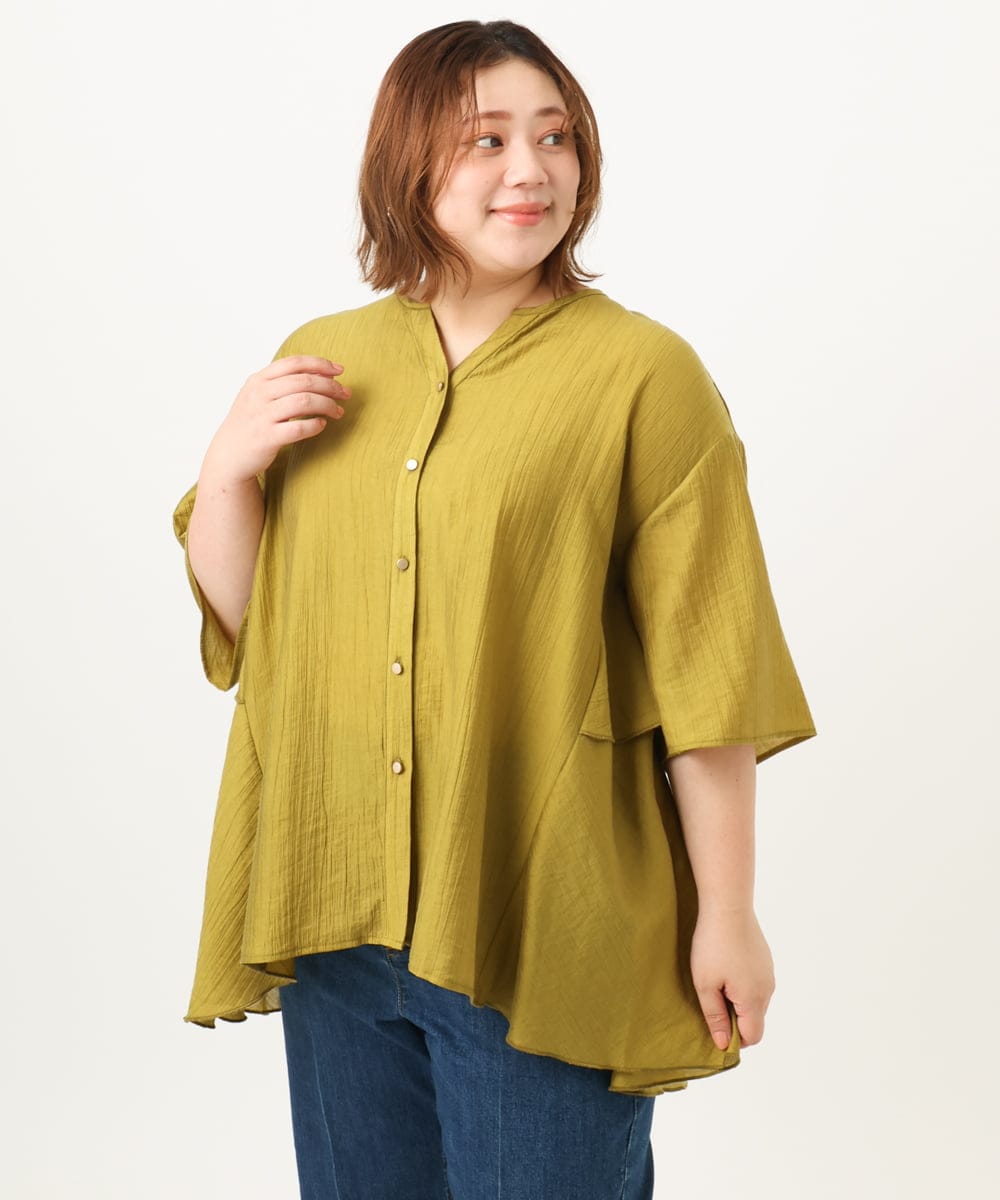 OLBJA17099 eur3(エウルキューブ) 【大きいサイズ/LAVEANGE×eur3】バックフレアチュニック マスタード(26)