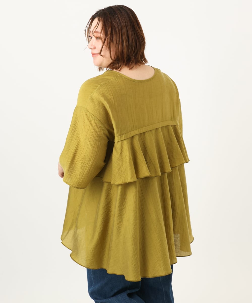 OLBJA17099 eur3(エウルキューブ) 【大きいサイズ/LAVEANGE×eur3】バックフレアチュニック マスタード(26)