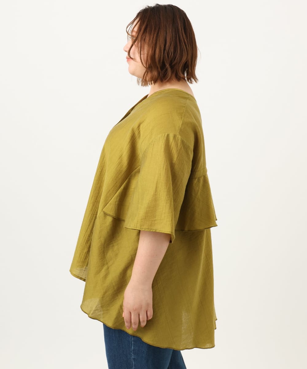 OLBJA17099 eur3(エウルキューブ) 【大きいサイズ/LAVEANGE×eur3】バックフレアチュニック マスタード(26)