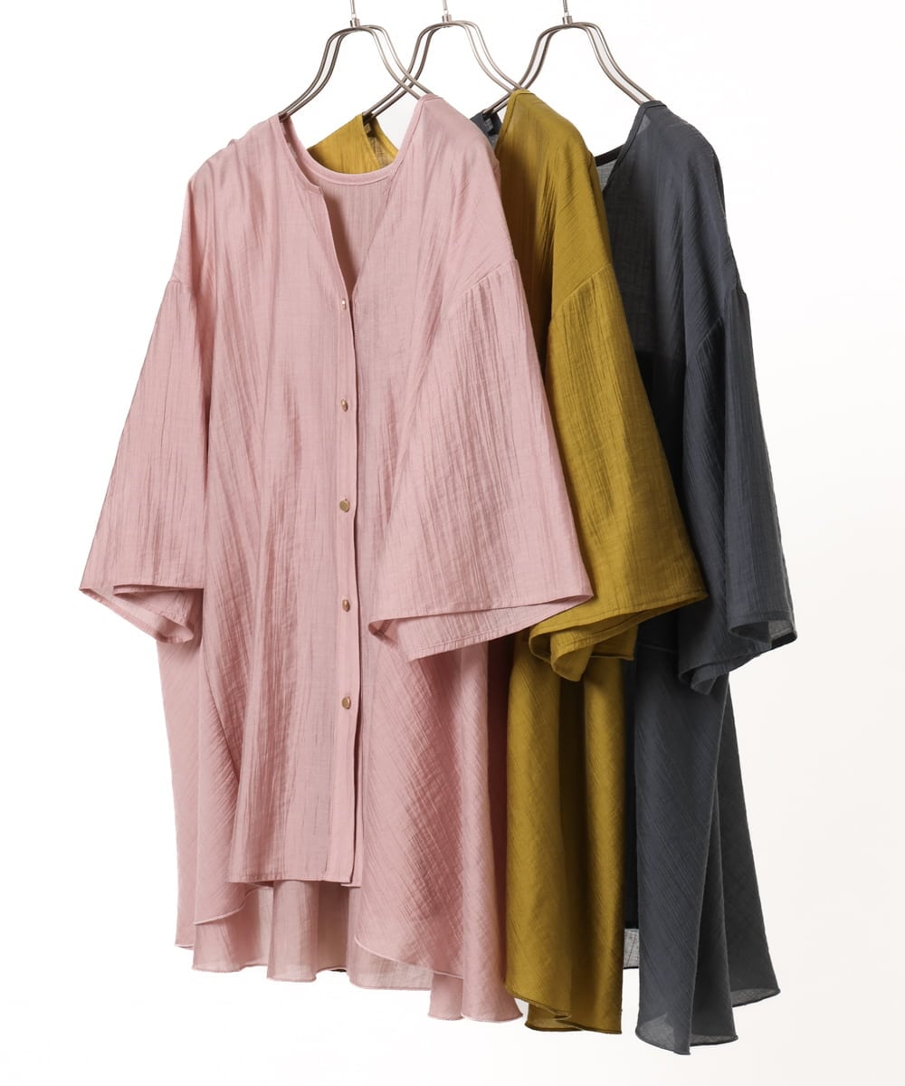 OLBJA17099 eur3(エウルキューブ) 【大きいサイズ/LAVEANGE×eur3】バックフレアチュニック ダークグレー(93)