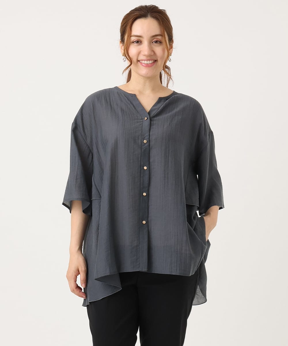 OLBJA17099 eur3(エウルキューブ) 【大きいサイズ/LAVEANGE×eur3】バックフレアチュニック ダークグレー(93)
