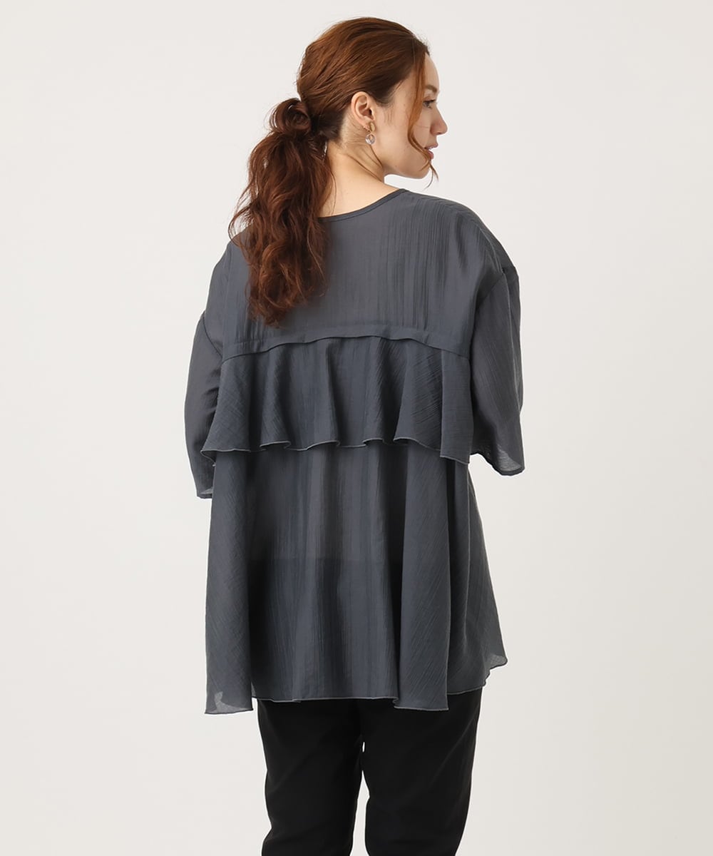 OLBJA17099 eur3(エウルキューブ) 【大きいサイズ/LAVEANGE×eur3】バックフレアチュニック ダークグレー(93)