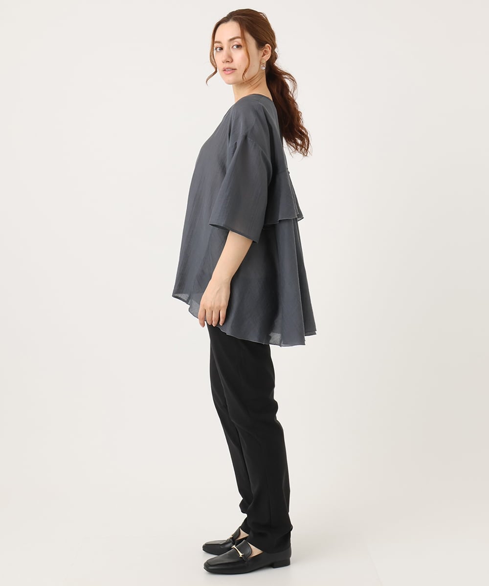 OLBJA17099 eur3(エウルキューブ) 【大きいサイズ/LAVEANGE×eur3】バックフレアチュニック ダークグレー(93)