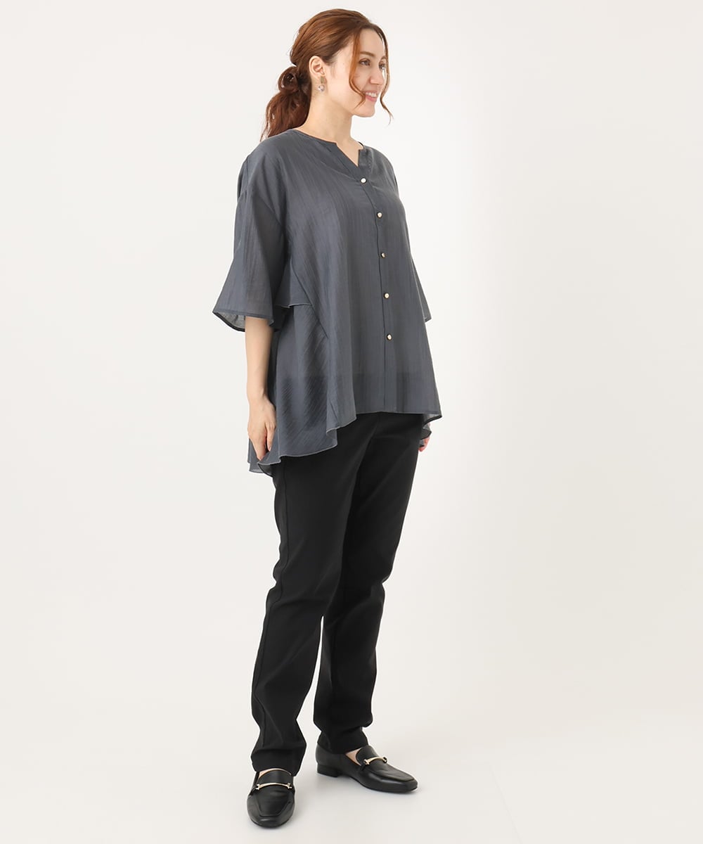 OLBJA17099 eur3(エウルキューブ) 【大きいサイズ/LAVEANGE×eur3】バックフレアチュニック ダークグレー(93)