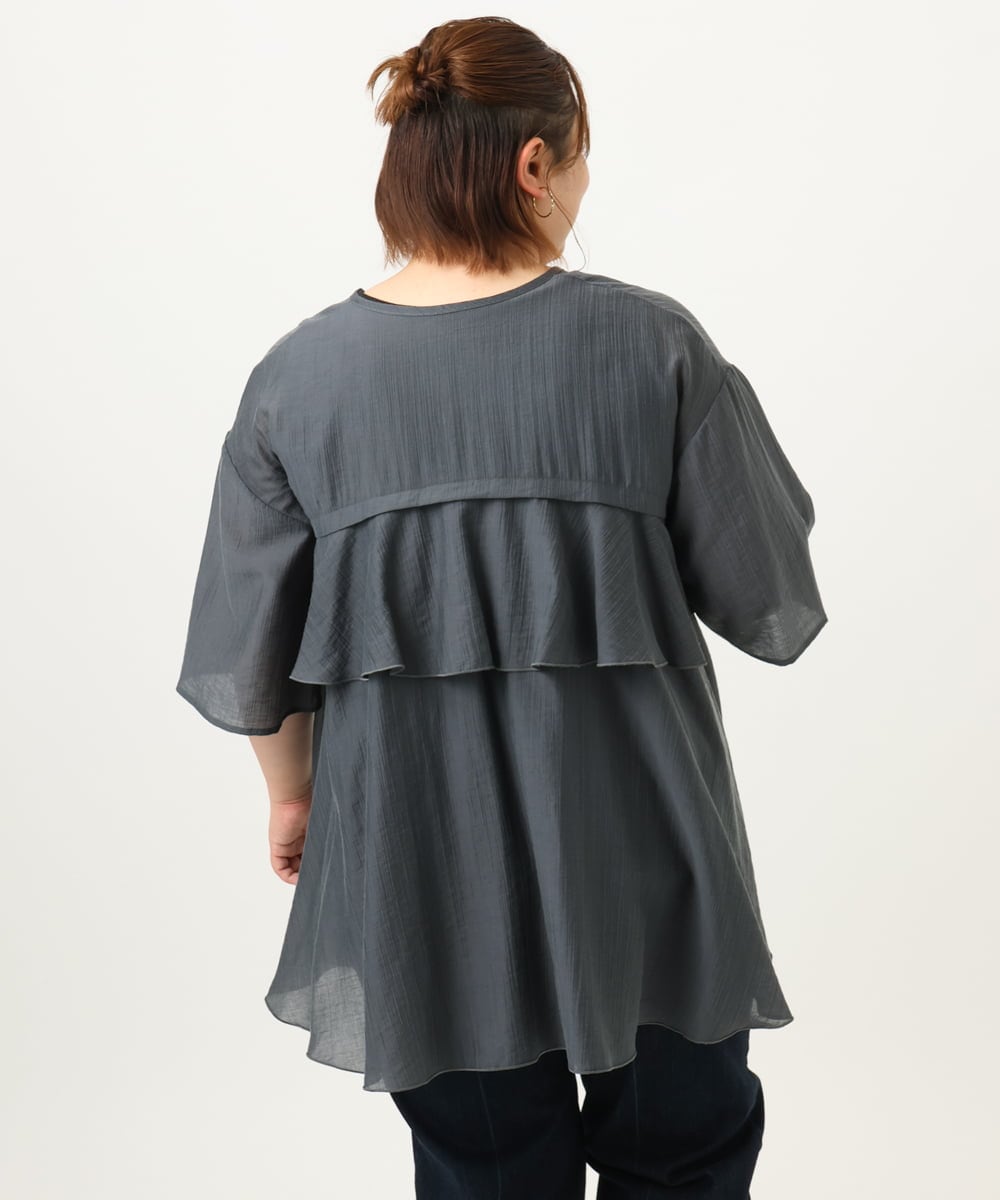 OLBJA17099 eur3(エウルキューブ) 【大きいサイズ/LAVEANGE×eur3】バックフレアチュニック ダークグレー(93)