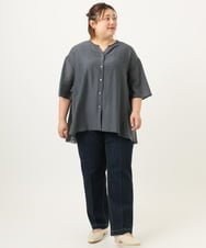 OLBJA17099 eur3(エウルキューブ) 【大きいサイズ/LAVEANGE×eur3】バックフレアチュニック ダークグレー(93)