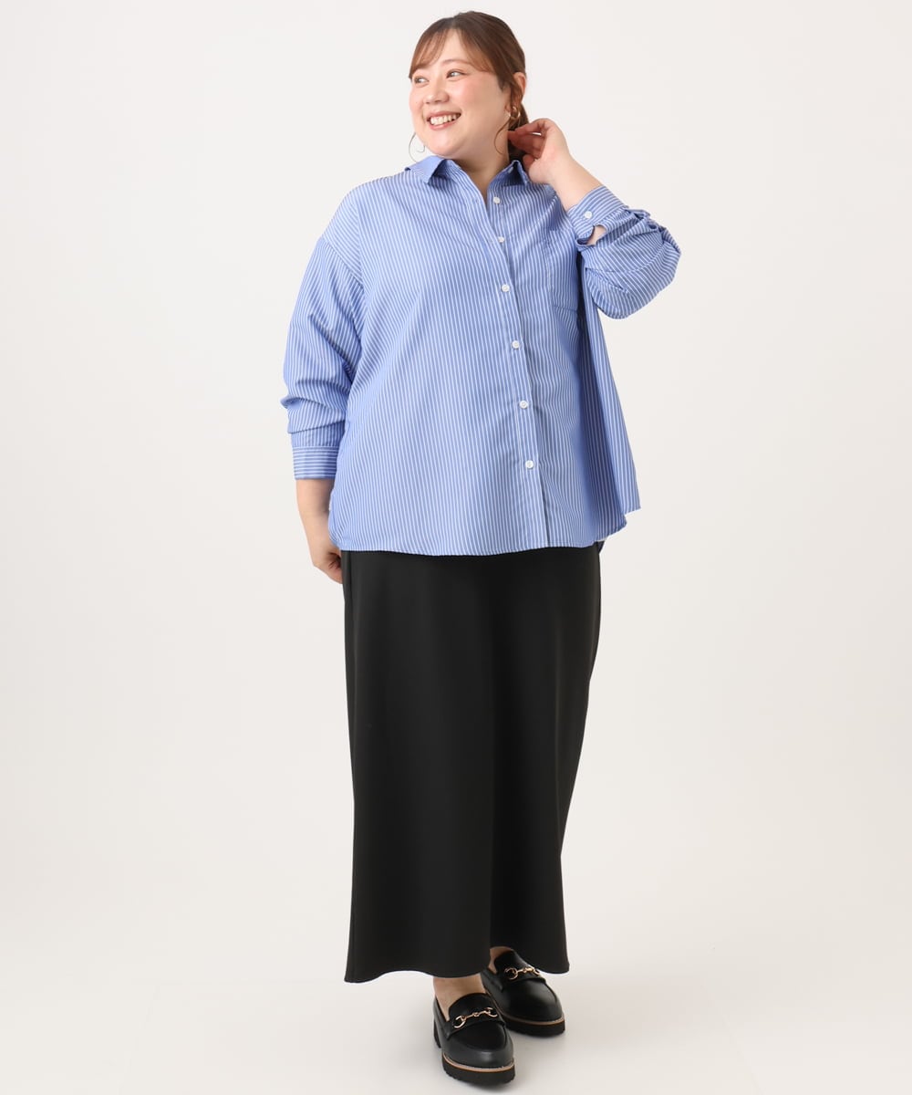 OLBJD01099 eur3(エウルキューブ) 【大きいサイズ】ドロップショルダーシャツ ブルー