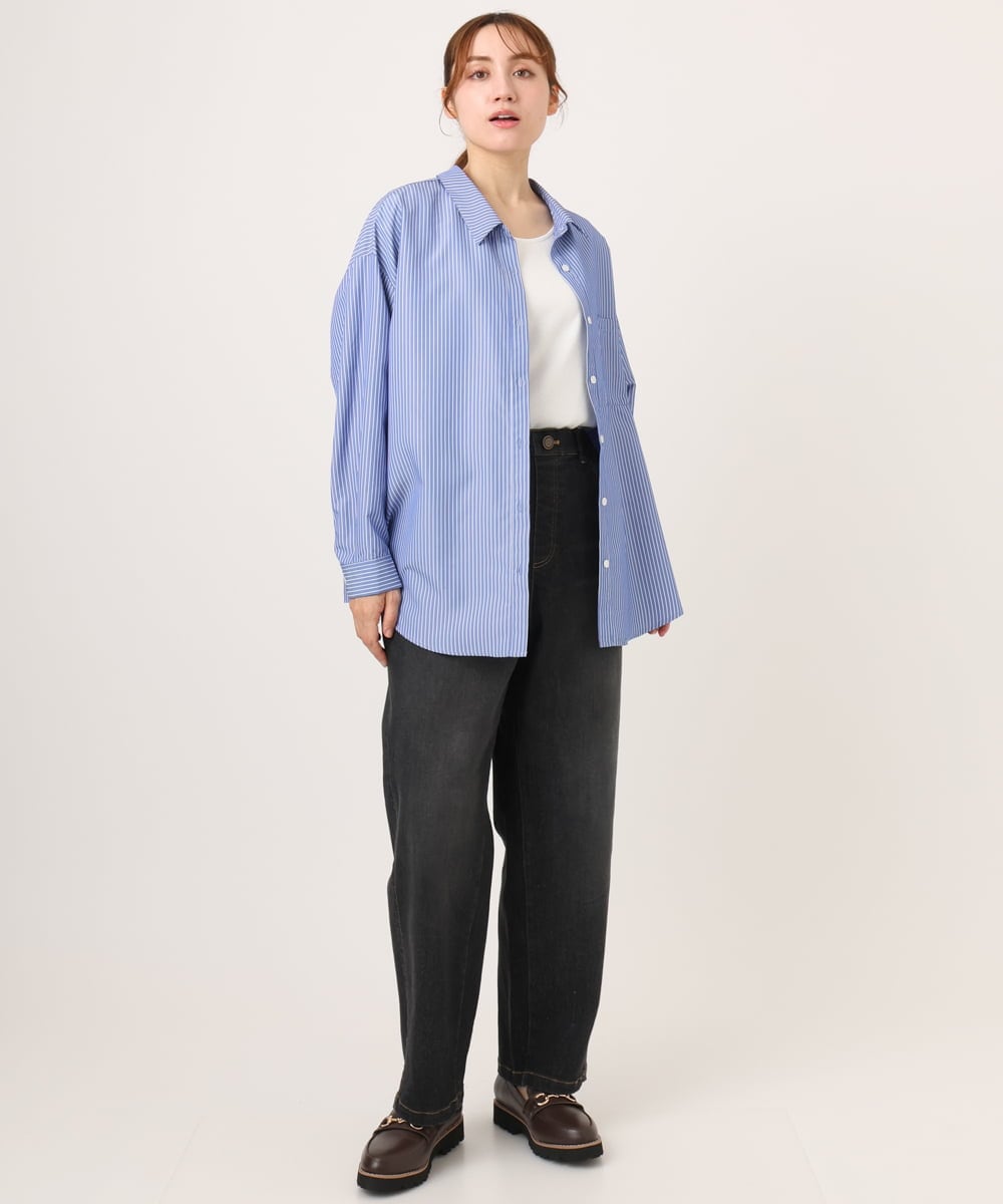 OLBJD01099 eur3(エウルキューブ) 【大きいサイズ】ドロップショルダーシャツ ブルー