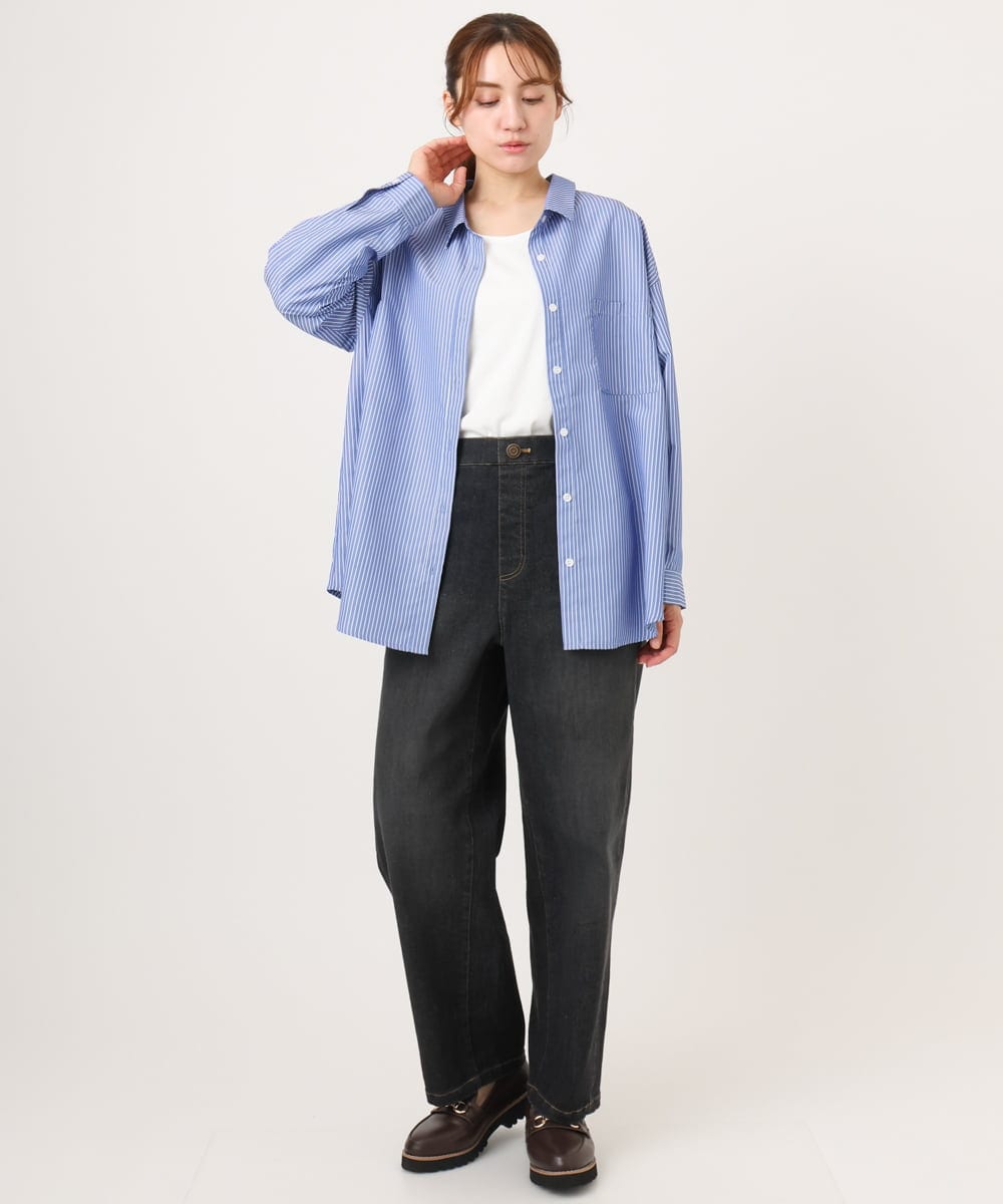 OLBJD01099 eur3(エウルキューブ) 【大きいサイズ】ドロップショルダーシャツ ブルー
