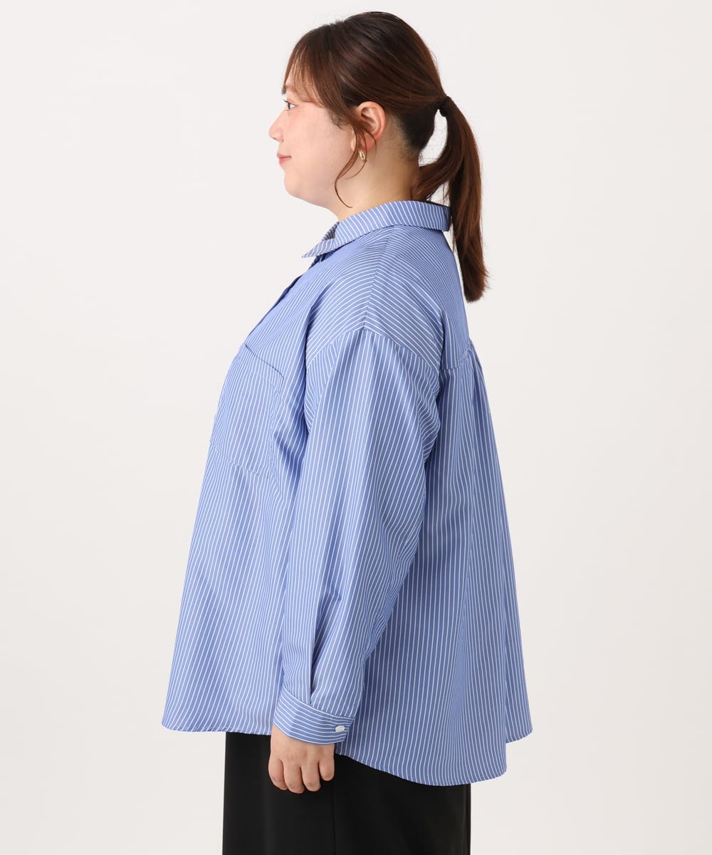 OLBJD01099 eur3(エウルキューブ) 【大きいサイズ】ドロップショルダーシャツ ブルー