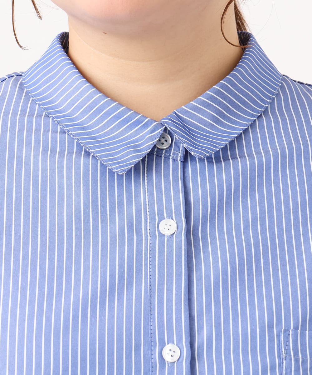 OLBJD01099 eur3(エウルキューブ) 【大きいサイズ】ドロップショルダーシャツ ブルー