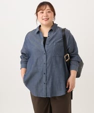 OLBJD01099 eur3(エウルキューブ) 【大きいサイズ】ドロップショルダーシャツ ネイビー