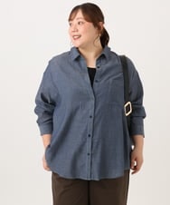 OLBJD01099 eur3(エウルキューブ) 【大きいサイズ】ドロップショルダーシャツ ネイビー