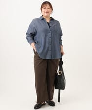 OLBJD01099 eur3(エウルキューブ) 【大きいサイズ】ドロップショルダーシャツ ネイビー