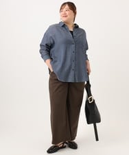 OLBJD01099 eur3(エウルキューブ) 【大きいサイズ】ドロップショルダーシャツ ネイビー