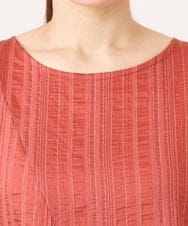 OLBJD02099 eur3(エウルキューブ) 【WEB先行販売】【大きいサイズ/接触冷感】ドビーストライプイレヘムブラウス オレンジ