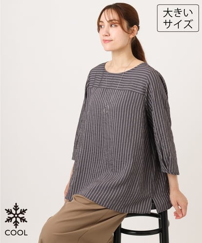 OLBJD04099 eur3 【大きいサイズ/11号サイズあり】ダブルピンストライプブラウス