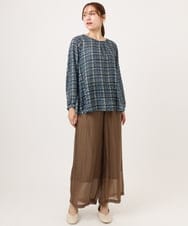 OLBJD05099 eur3(エウルキューブ) 【WEB先行販売】【大きいサイズ】シア―チェックブラウス ネイビー