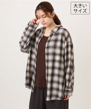 OLBJD08099 eur3(エウルキューブ) 【大きいサイズ】オンブレ―チェックシャツ ブラック