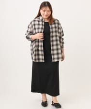 OLBJD08099 eur3(エウルキューブ) 【大きいサイズ】オンブレ―チェックシャツ ブラック