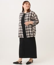 OLBJD08099 eur3(エウルキューブ) 【大きいサイズ】オンブレ―チェックシャツ ブラック
