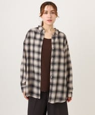 OLBJD08099 eur3(エウルキューブ) 【大きいサイズ】オンブレ―チェックシャツ ブラック