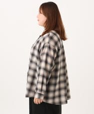 OLBJD08099 eur3(エウルキューブ) 【大きいサイズ】オンブレ―チェックシャツ ブラック