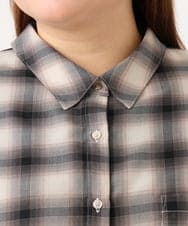 OLBJD08099 eur3(エウルキューブ) 【大きいサイズ】オンブレ―チェックシャツ ブラック