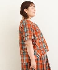 OLBJP01080 eur3(エウルキューブ) 【大きいサイズ/11号サイズあり】マドラスチェックブラウス オレンジ(15)