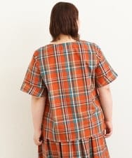 OLBJP01080 eur3(エウルキューブ) 【大きいサイズ/11号サイズあり】マドラスチェックブラウス オレンジ(15)