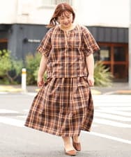 OLBJP01080 eur3(エウルキューブ) 【大きいサイズ/11号サイズあり】マドラスチェックブラウス ブラウン(87)