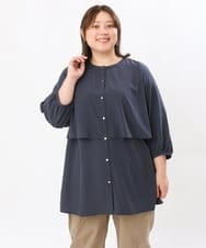 OLBJS01099 eur3(エウルキューブ) 【大きいサイズ/11号サイズあり】バンドカラー2WAYブラウス ダークグレー(93)