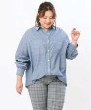 OLBJS02099 eur3(エウルキューブ) 【大きいサイズ/11号サイズあり】ドロップショルダー2WAYシャツ ライトブルー(50)