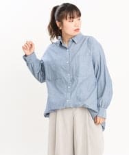 OLBJS02099 eur3(エウルキューブ) 【大きいサイズ/11号サイズあり】ドロップショルダー2WAYシャツ ライトブルー(50)