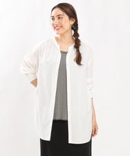OLBJS06099 eur3(エウルキューブ) 【大きいサイズ】バンドカラーシャツブラウス ホワイト(90)