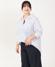 OLBJV05089 eur3(エウルキューブ) 【大きいサイズ/11号サイズあり】マルチウェイストライプシャツ ホワイト(90)