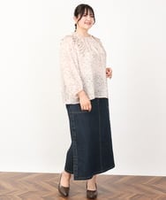 OLBJV13099 eur3(エウルキューブ) 【大きいサイズ】シフォンボタニカルブラウス ライトピンク(01)
