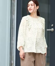 OLBJV13099 eur3(エウルキューブ) 【大きいサイズ】シフォンボタニカルブラウス ライトイエロー(20)
