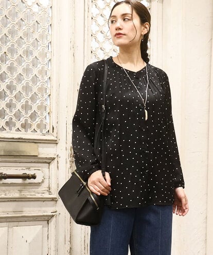 OLBKA04099 eur3 【WEB先行販売】【大きいサイズ】サテンドットブラウス