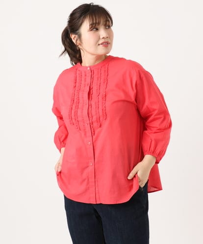 OLBKA05089 eur3 【大きいサイズ】コットンフリルブラウス