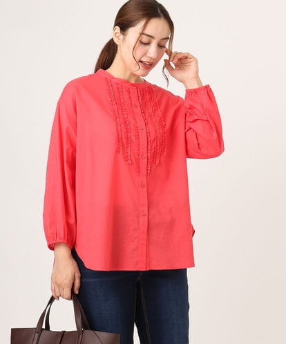OLBKA05089 eur3 【大きいサイズ】コットンフリルブラウス