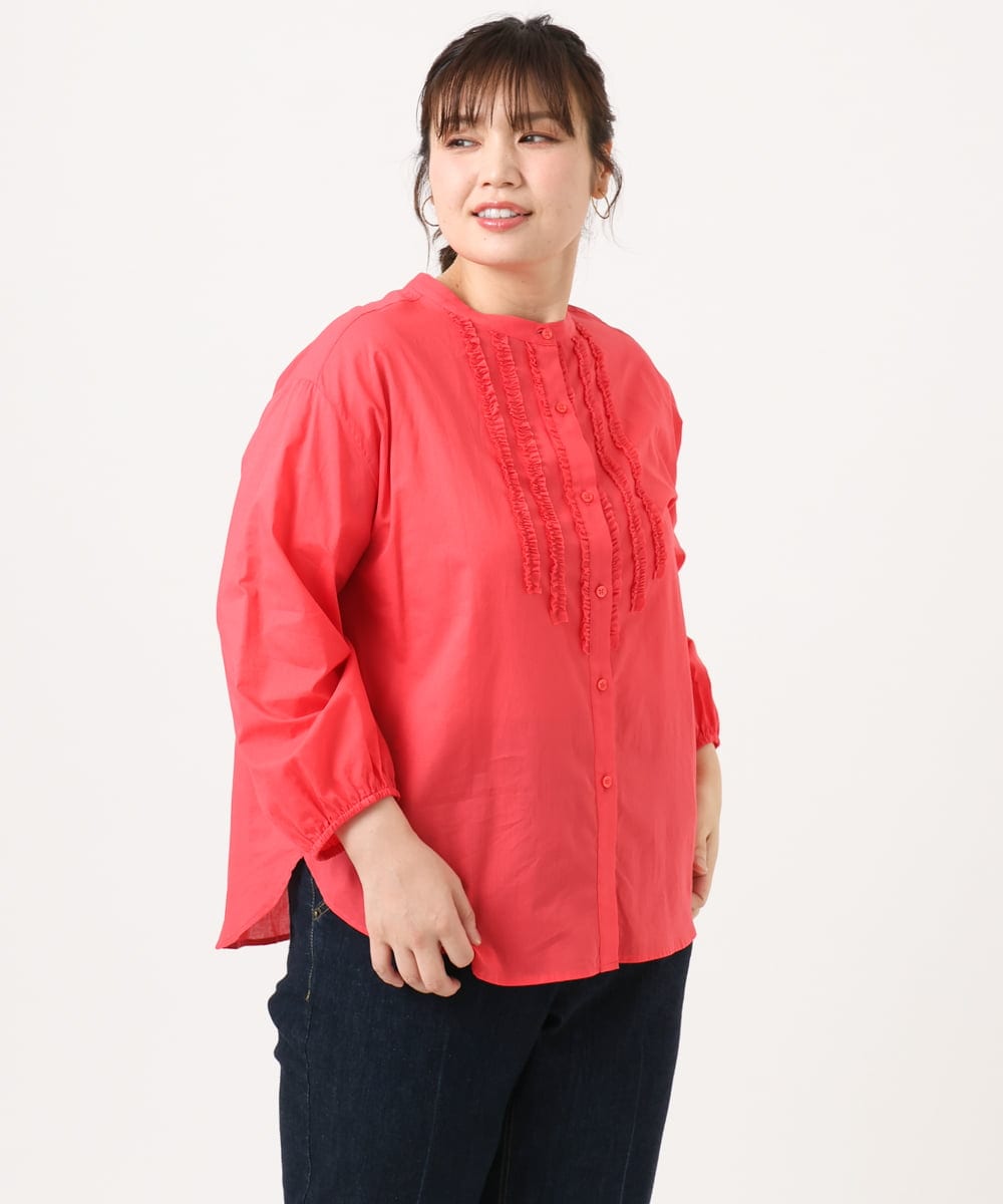 OLBKA05089 eur3(エウルキューブ) 【大きいサイズ】コットンフリルブラウス レッド(05)