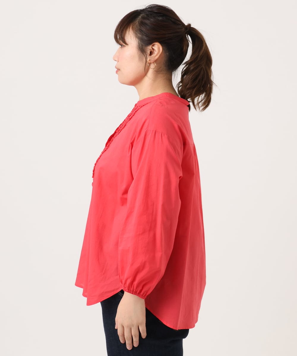 OLBKA05089 eur3(エウルキューブ) 【大きいサイズ】コットンフリルブラウス レッド(05)