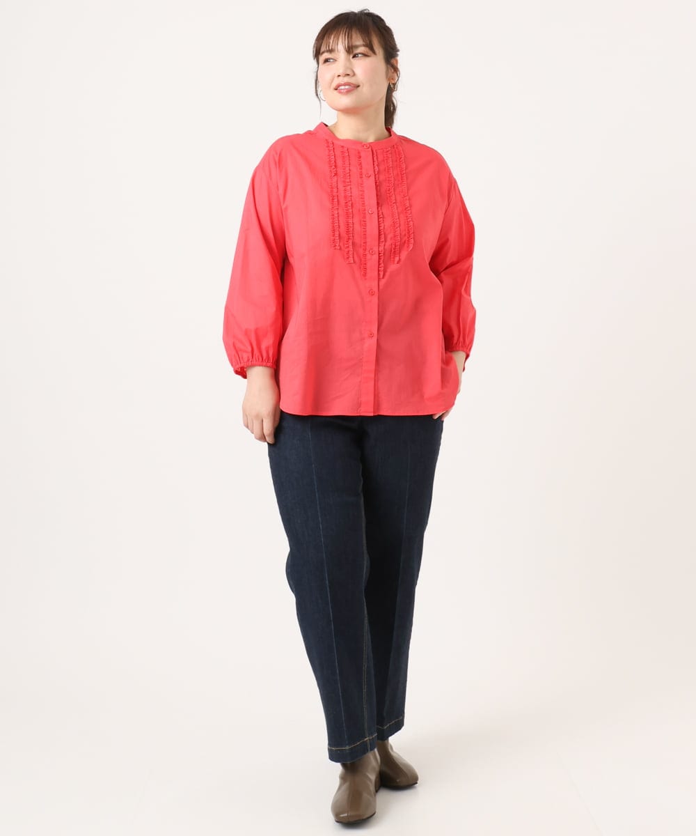 OLBKA05089 eur3(エウルキューブ) 【大きいサイズ】コットンフリルブラウス レッド(05)
